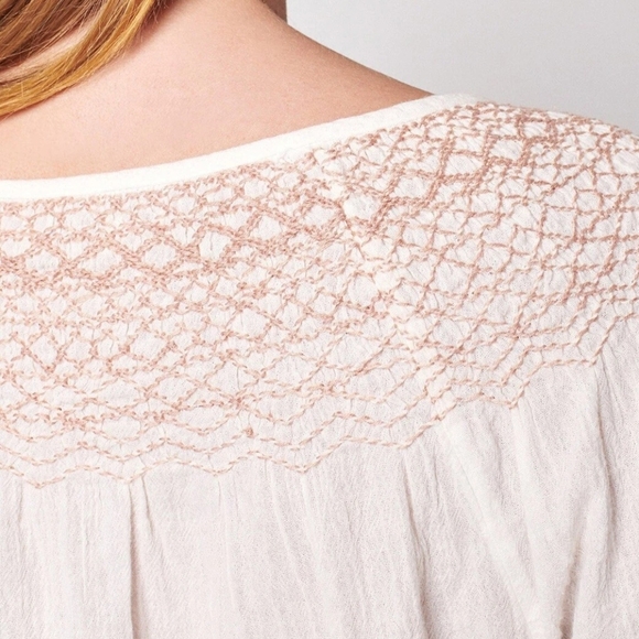 FAHERTY Laura Embroidered Peasant Top Women's XL Smock Tassel Boho Cottage - Picture 12 of 12